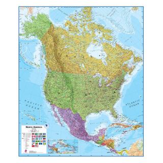 North America Laminated Wall Map   39W x 47H in. Multicolor   MILNAMER