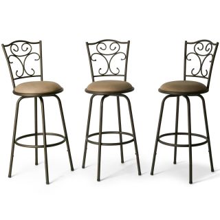JCP Home Collection Madrid Set of 3 Adjustable Barstools, Brown