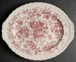 Grindley Printemps Pink 16 Oval Serving Platter, Fine China Dinnerware   Pink F