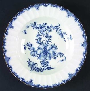 Royal Worcester Mansfield Blue Rim Soup Bowl, Fine China Dinnerware   Blue Flowe