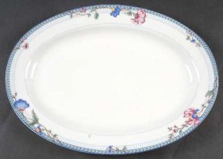 Oneida Blue Lattice 12 Oval Serving Platter, Fine China Dinnerware   Pink,Blue&