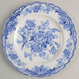 Crown Ducal Bristol Blue Dessert/Pie Plate, Fine China Dinnerware   Blue Flowers