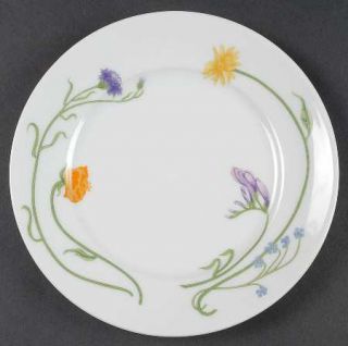 Denby Langley Summer Song Salad Plate, Fine China Dinnerware   Purple,Orange,Blu