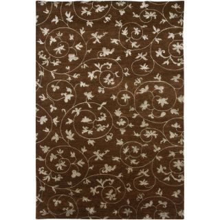 Hand knotted Floral Tobacco Wool/ Art silk Rug (96 X 136)