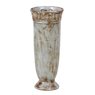 Large Washed Blue Ceramic Floral Vase Decorative Accessory