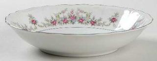 Fashion Manor Marianna Coupe Soup Bowl, Fine China Dinnerware   Pink Roses,Blue