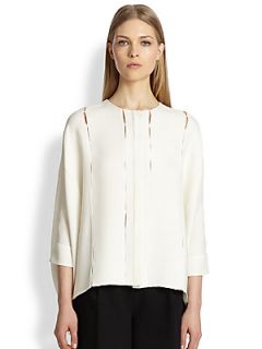 Adam Lippes Tacked Detail Blouse   Cream