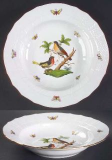 Herend Rothschild Bird (Ro) Large Rim Soup Bowl, Fine China Dinnerware   Bird, F
