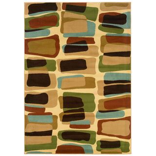 Cream/ Berber Abstract Area Rug (79 X 99)