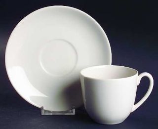 Flintridge Bon Lite White (Coupe) Flat Cup & Saucer Set, Fine China Dinnerware  