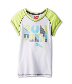 Puma Kids Short Sleeve Run PUMA Tee Girls T Shirt (White)