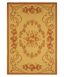 Indoor/ Outdoor Garden Natural/ Terracotta Rug (4 X 57) (IvoryPattern FloralMeasures 0.25 inch thickTip We recommend the use of a non skid pad to keep the rug in place on smooth surfaces.All rug sizes are approximate. Due to the difference of monitor co