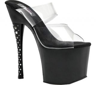 Womens Pleaser Diamond 702   Clear/Black High Heels