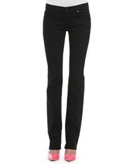 Womens Straight Leg Jeans, Black   7 For All Mankind