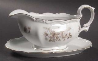 Mitterteich Charming Barbara Gravy Boat with Attached Underplate, Fine China Din
