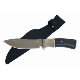 Defender 9.5 inch Brown Wood Handle Stainless Steel Hunting Knife (Silver Blade materials Stainless SteelHandle materials Wood Handle Blade length 5 inch Handle length 4.5 inchWeight 1 poundDimensions 9.5 inches long x 6 inches wide x 3 inches high 