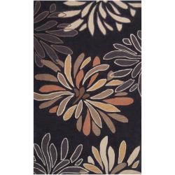 Hand tufted Contemporary Black Carteret Floral Rug (5 X 76)