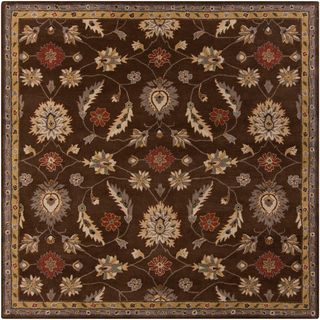 Hand tufted Calisto Chocolate Wool Traditional Floral Rug (6 Square)