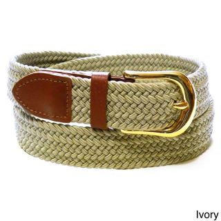 Mens Woven Stretch Belt (Leather, nylonClosure Goldtone buckleHardware MetalApproximate width 1.25 inchesApproximate length 44 inchesImported)