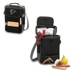 Picnic Time Atlanta Falcons Duet Tote (BlackComes with wine and cheese service for two InsulatedAdjustable shoulder strapDimensions 14 inches high x 10 inches wide x 6 inches deepIncludesOne (1) 6 x 6 inch cheese boardStainless steel cheese knife with wo