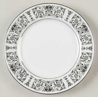 Royal Song Trousseau Bread & Butter Plate, Fine China Dinnerware   Black Floral&