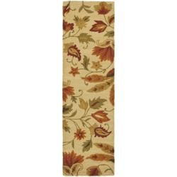 Handmade Blossom Paisley Beige Wool Rug (23 X 11)