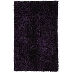 Hand woven Purple Shag Polyester Rug (5 X 76)