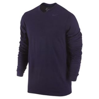 Nike Dri FIT Wool Long Sleeve V Neck Mens Shirt   Purple Dynasty