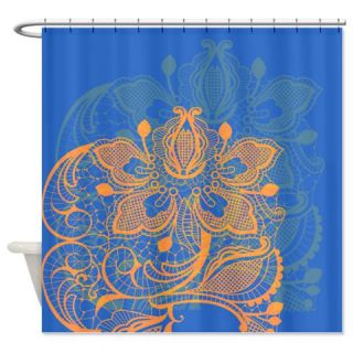  Orange and Blue Lace Shower Curtain  Use code FREECART at Checkout