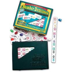 Large Number Dominoes Premium Double 12 Set With Snap shut Case
