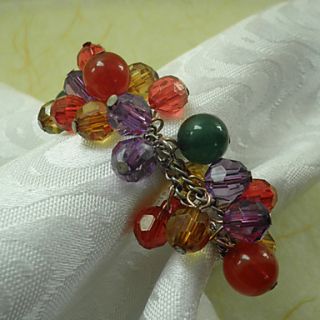 Multi Colors Acrylic Beads Wedding Napkin Ring Set Of 12, Dia 4.5cm