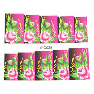 1x10PCS Lotus Flower Pattern Water Transfer Print Nail Art Sticker Decal