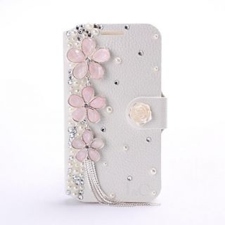 New Luxury Cherry Tassel Peral Rhinestone Leather Case with Stand for Samsung Galaxy S3 I9300