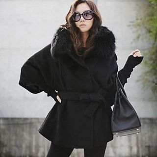 Womens Imitation Fox Fur Wool Coat