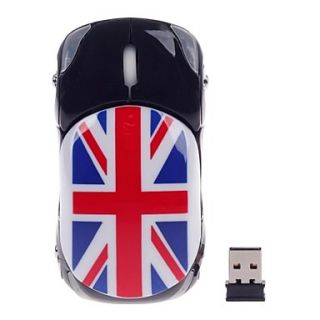 Stylish Car Shaped Flag of United Kingdom 2.4G Wireless Optical Mouse with Mini USB Receiver