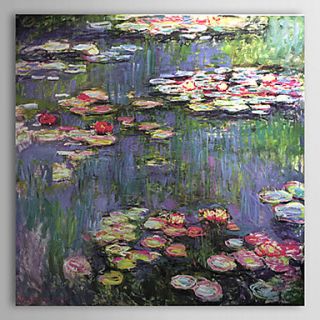 Hand painted Oil Painting Water Lilies Claude Monet with Stretched Frame