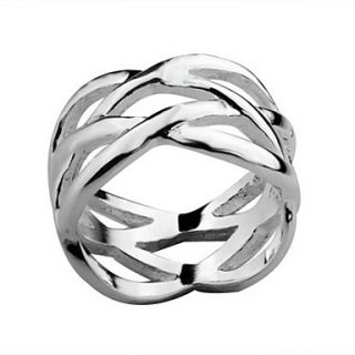 Special Copper Silver Plated Hollow Womens Ring