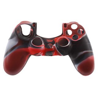 Silicone Skin Case and 2 Red Thumb Stick Grips for PS4 (Red Black)