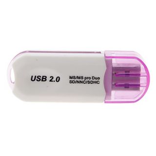 4 in 1 USB 2.0 Multi Card Reader (Purple/Yellow)