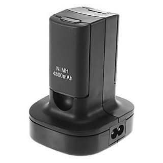 Dual Charger Base Charging Station Dock and 2 Rechargeable Battery 4800mAh for Xbox 360 Controller (Black)
