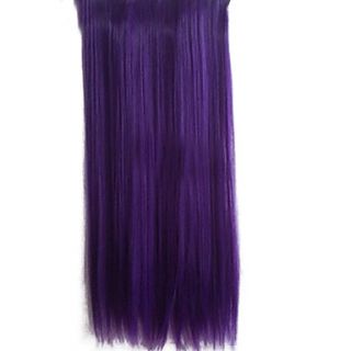 25 Inch Clip in Synthetic Purple Straight Hair Extensions with 5 Clips
