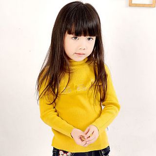 Girls Solid Color Stand Collar Sweater