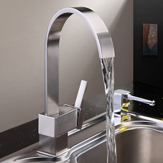 Contemporary Brass Kitchen Faucet   Nickel Brushed Finish