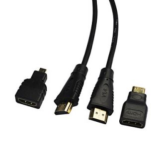 Ourspop 3 in 1 HDMI Male to Male Cable HDMI Female to Micro HDMI/ Mini HDMI Male Adapters