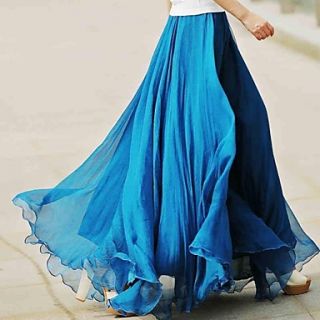 Bohemia Summer Chiffon Flouncing Elegant Fashion High Waist Maxi Skirts for Women