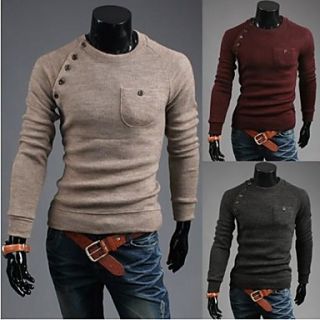 Mens Fashion Slim Round Neck Long Sleeve Sweater