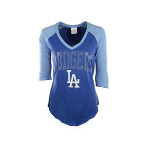 Los Angeles Dodgers 5th & Ocean MLB Womens Athletic Three Quarter Sleeve V Neck Raglan T Shirt