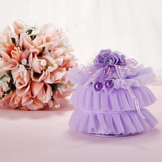 Lilac Organza Ring Pillow with Flower and Ribbon