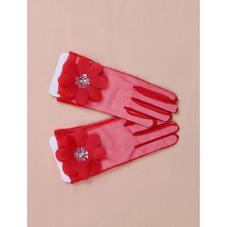 Voile Fingertips Wrist Length Wedding/Party Glove With Flower(More Colors)