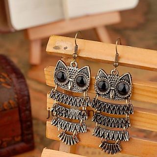 Women Owl Layer Bronze Design Dangle Earrings